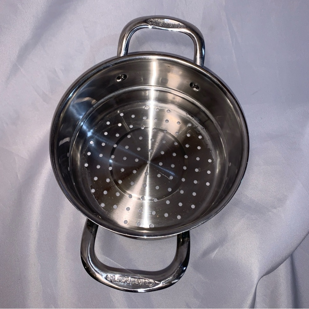 Cuisinart Steamer Strainer Silver Cookware Basket Pot Insert 7” Dual Handles